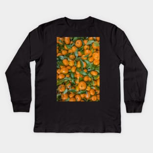Bright tangerine in leaves Kids Long Sleeve T-Shirt